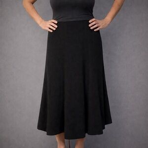 Susan Bristol Black Wool A-Line Midi Skirt | Made in Canada | Size 14
